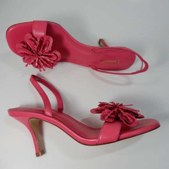 Larroude Hibiscus Slingback Sandals Size 6 Magenta Pink Leather NEW $350 - Picture 10 of 16